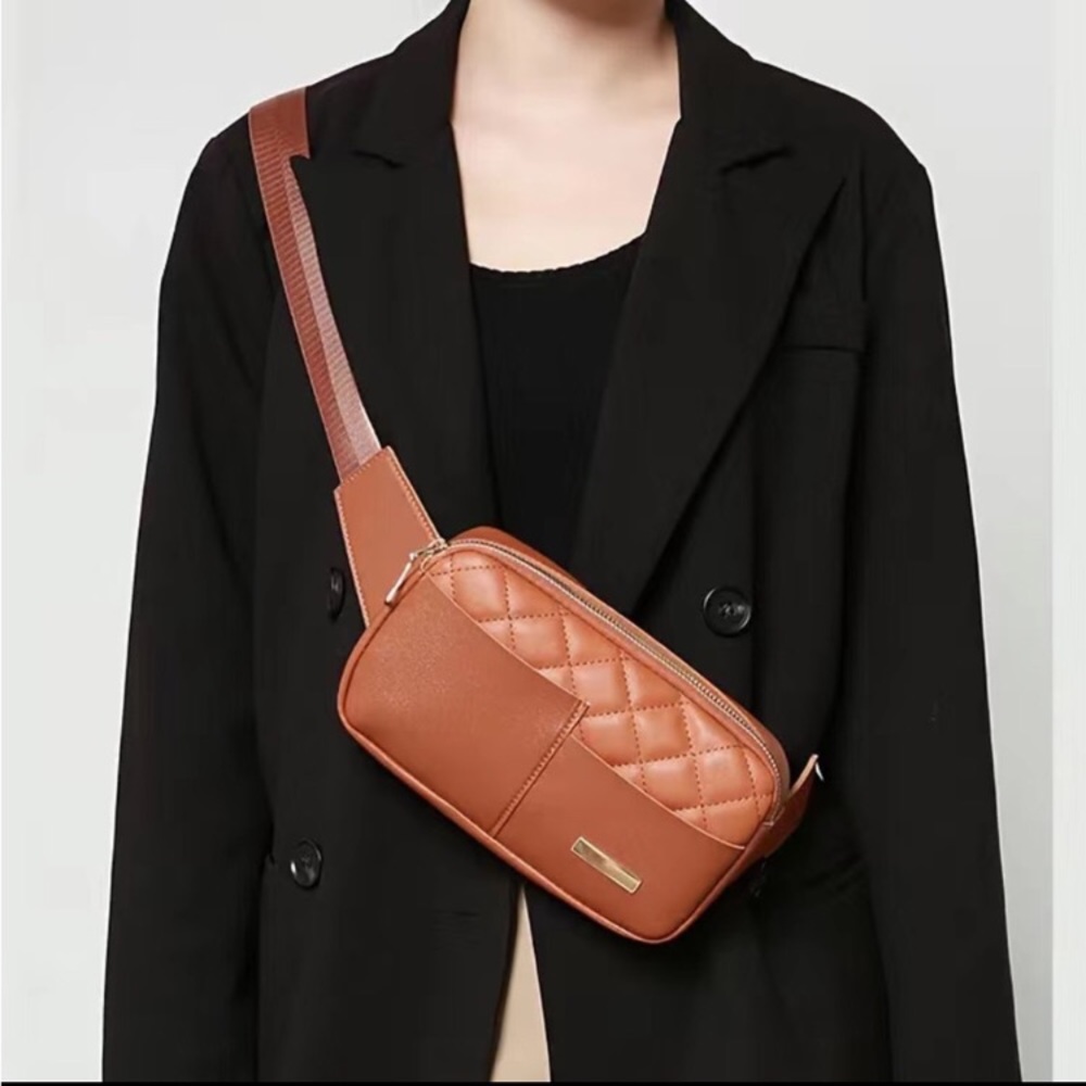 Women’s Waist Bag with Adjustable Strap - Faux Leather Sling Bag